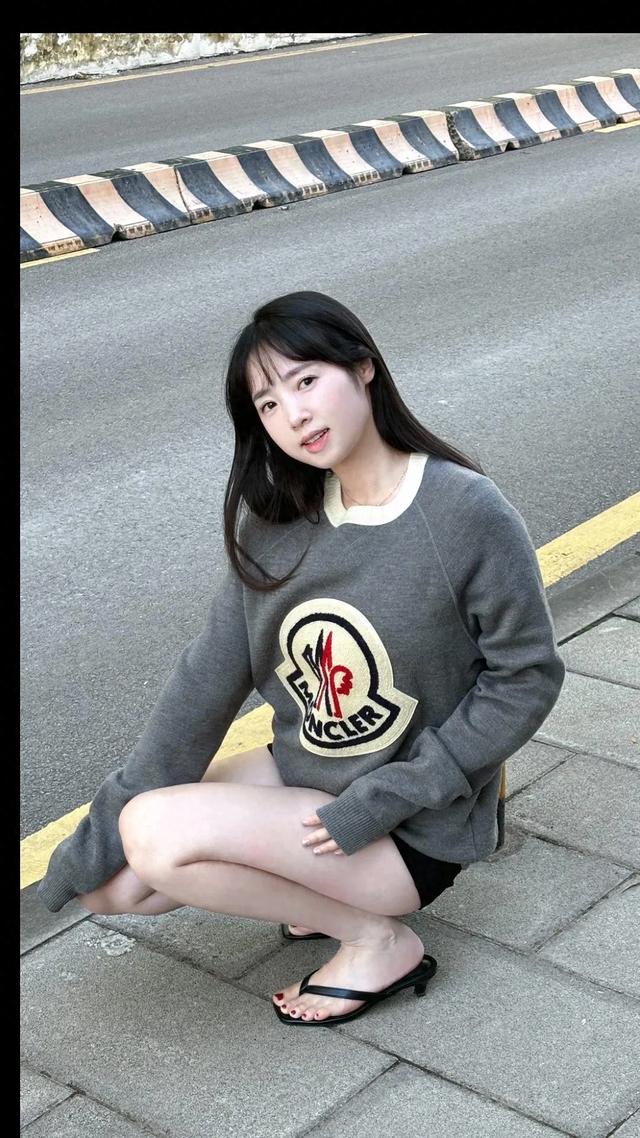 户外摄影中的长腿美女