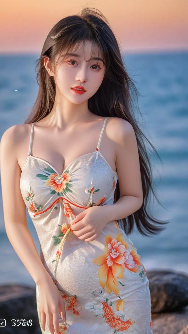 职场新人，海边性感美女写真